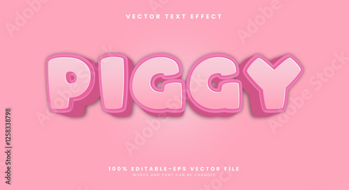 Cute pink piggy editable text effect Template