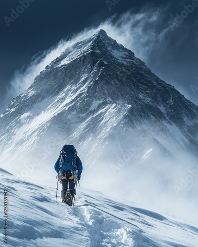 A climber conquering a snowy peak.