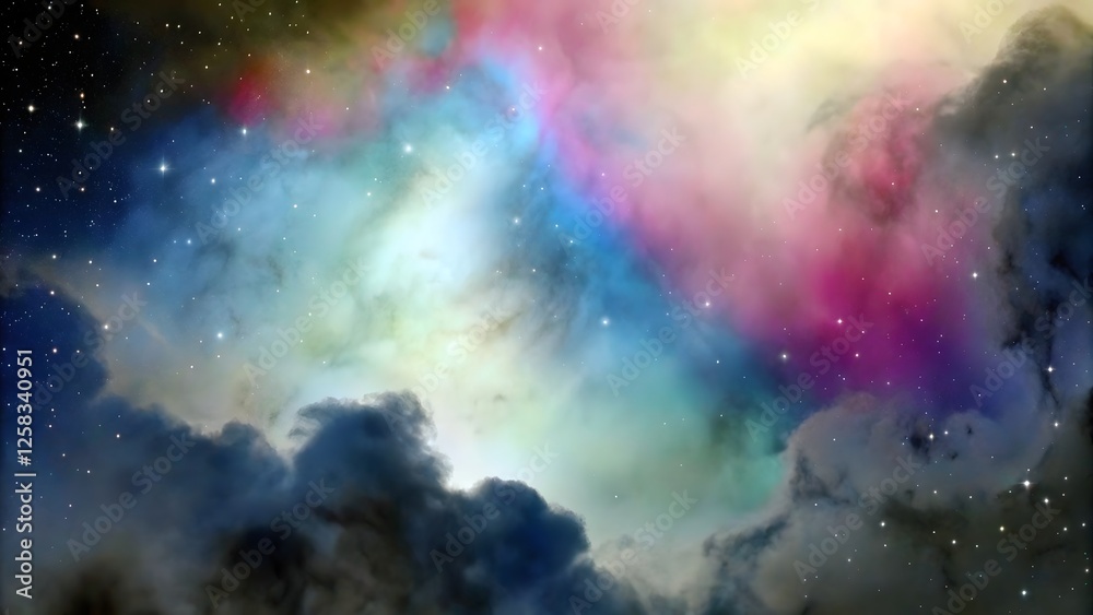 Naklejka premium Nebula explosion with vibrant cosmic colors sw
