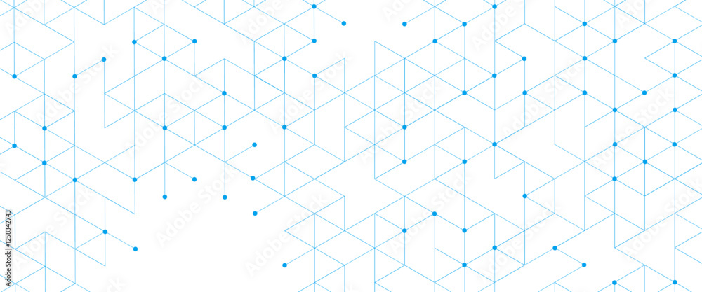 Vector abstract minimalist blue triangles technology pattern blue geometric background. 
