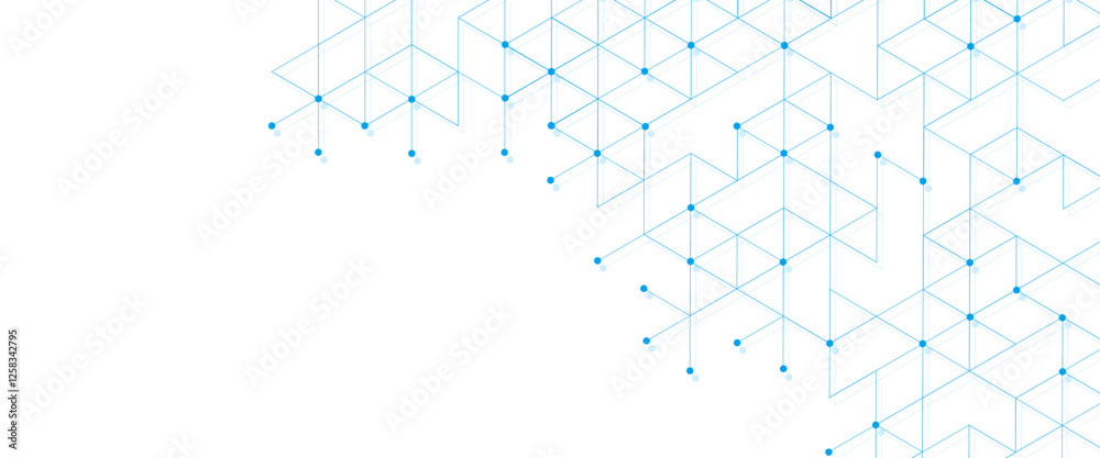 Vector abstract minimalist blue triangles technology pattern blue geometric background. 