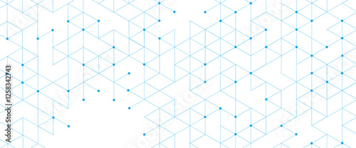 Vector abstract minimalist blue triangles technology pattern blue geometric background. 