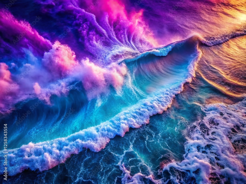 Fototapeta premium Abstract Blue Purple Gradient Wave Background - Drone Aerial View