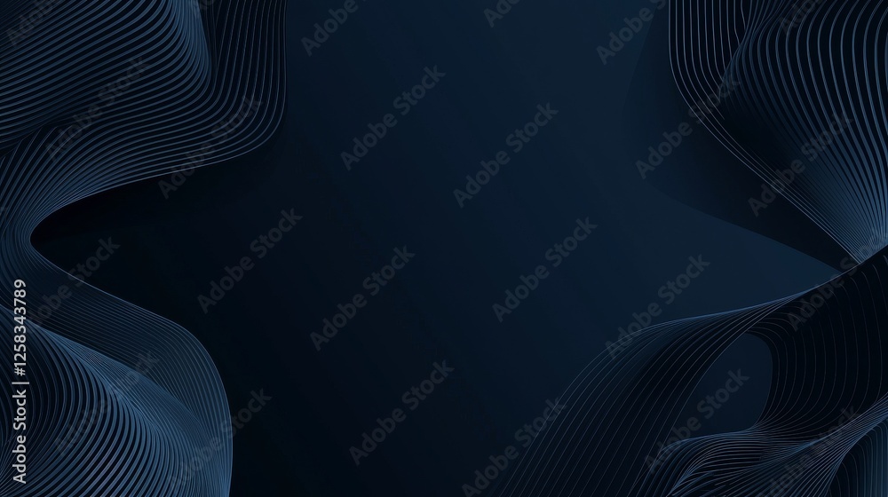 Dark Blue Background with Organic Patterns and Lines, Banner Template with White Space for Text. Minimalist Abstract Wallpaper with Copy Space on Blue Background. Geometric Modern Wallpaper. Dark Blue Background with Organic Patterns and Lines, Banner Template with White Space for Text. Minimalist Abstract Wallpaper with Copy Space on Blue Background. Geometric Modern Wallpaper.