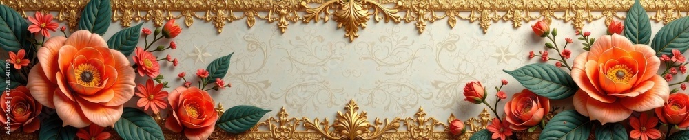 custom made wallpaper toronto digitalIntricate gold leaf design with lace and florals, wallpaper, vintage, gold leaf
