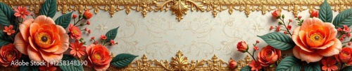 Wallpaper Mural Intricate gold leaf design with lace and florals, wallpaper, vintage, gold leaf Torontodigital.ca