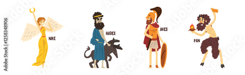 Greek God as Ancient Mythology and Religion Vector Set