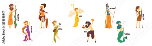 Greek God as Ancient Mythology and Religion Vector Set