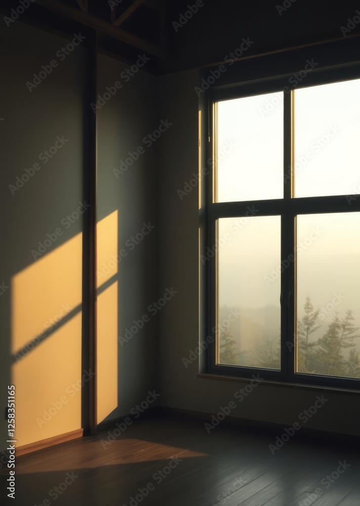 Minimalist interior with a large window at dawn the room is decorated in an ecological style bamboo house background beautiful bamboo asian seaport baltic sea antebellum