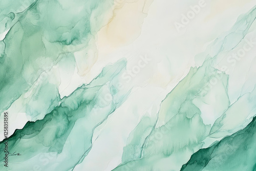 A tranquil seafoam green and white abstract background with soft watercolor brush strokes and a calm, relaxing feel.