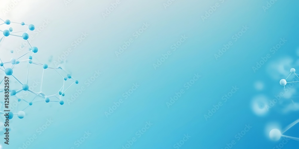 White and light blue medical abstract gradient background with molecules. web banner. Medical background in white and light blue gradient with molecular design.Science,156
