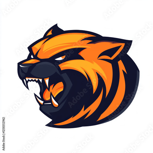 Bold Vector Art Style Bearcat Sports Logo Featuring Fierce Facial Expression and Striking Colors