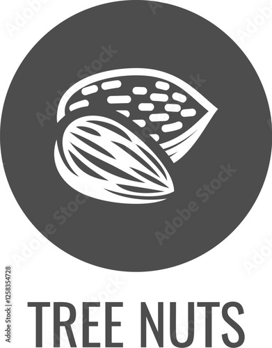 A tree nut such as an almond food stylised icon concept. Possibly an icon for the allergen or allergy.