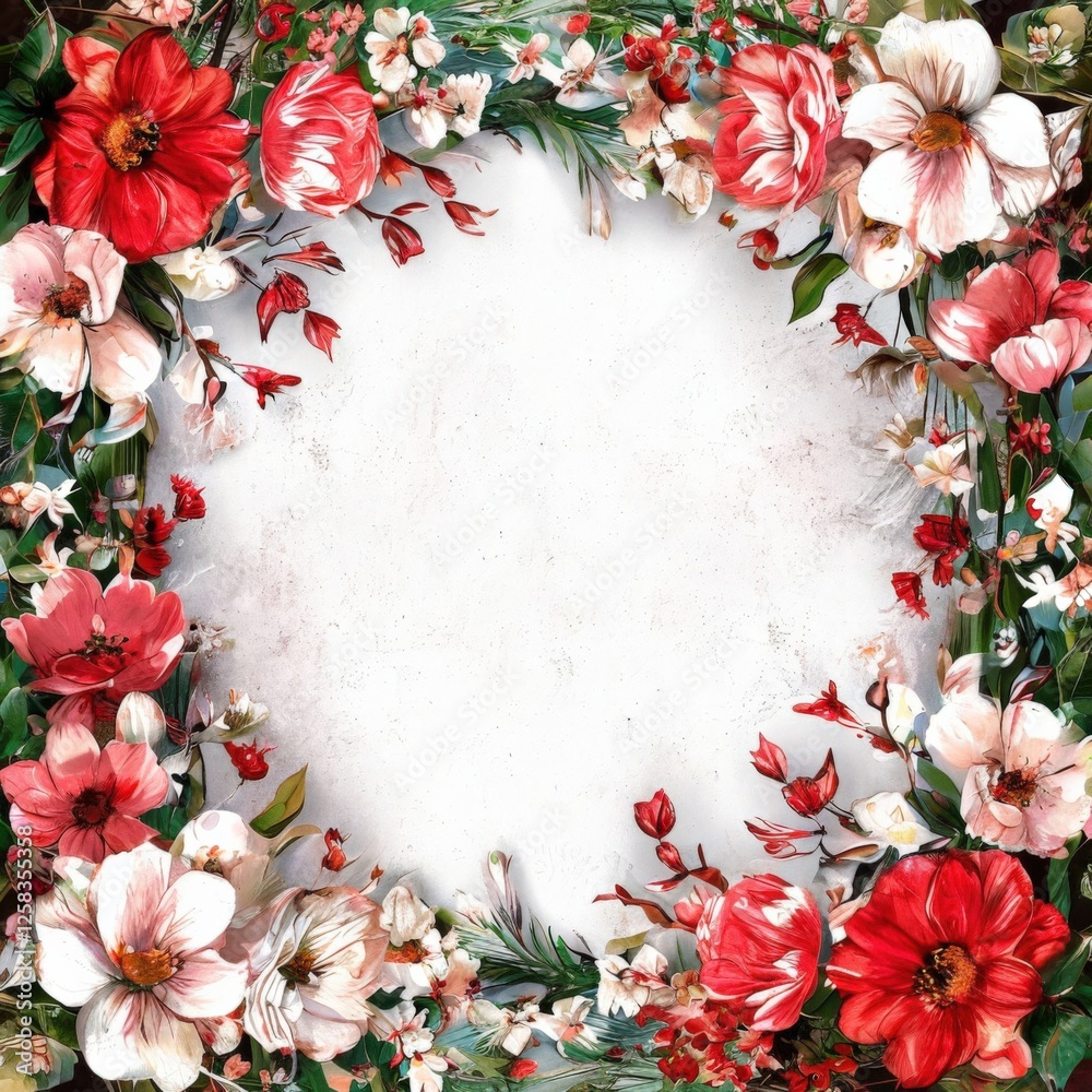 frame of flowers. Generative AI frame of flowers. Generative AI