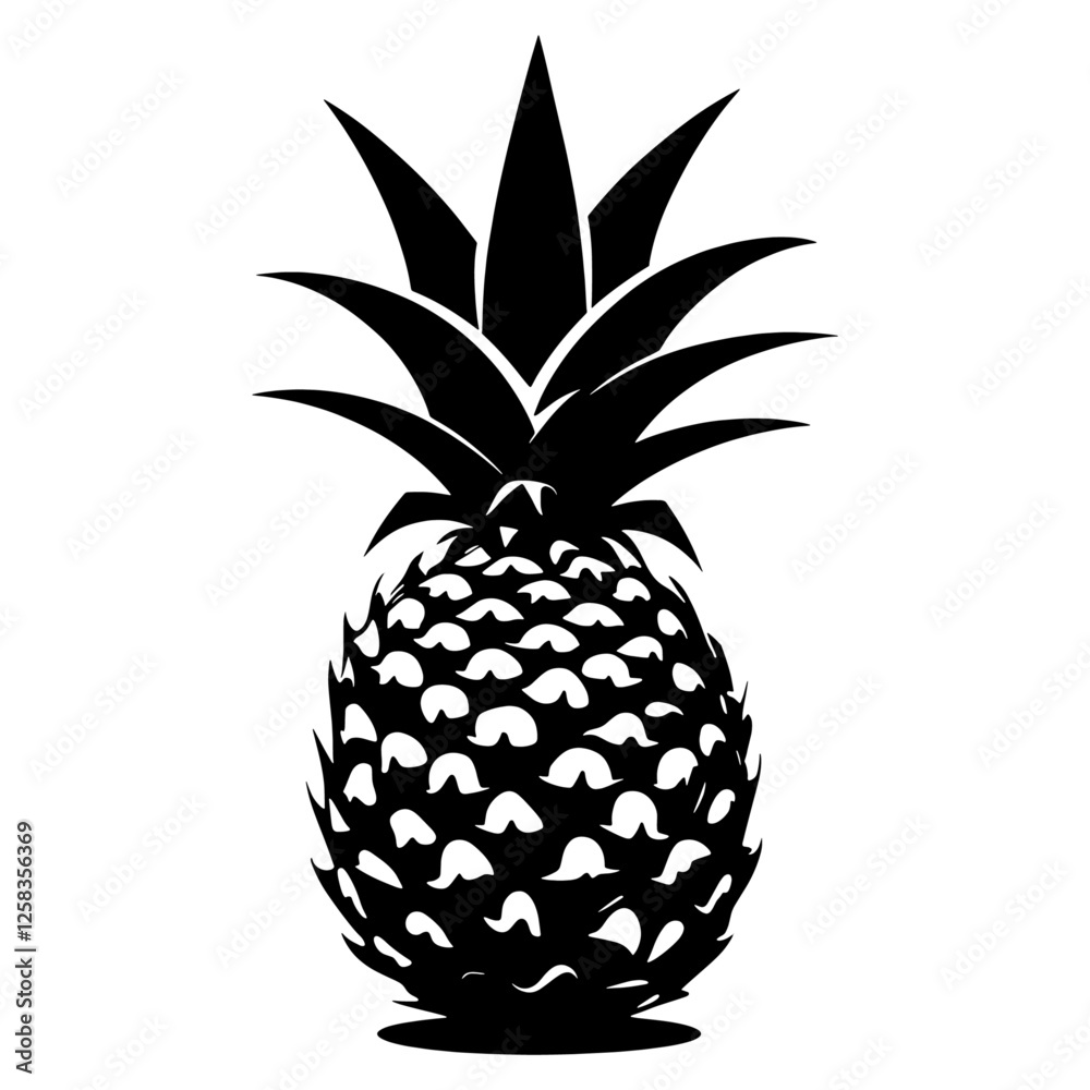 Obraz premium pineapple silhouette on white background.Pineapple black vector icon isolated on white background.Pineapple silhouette icon isolated. Vector illustration.