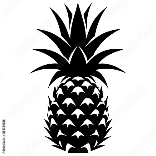 pineapple silhouette on white background.Pineapple black vector icon isolated on white background.Pineapple silhouette icon isolated. Vector illustration.