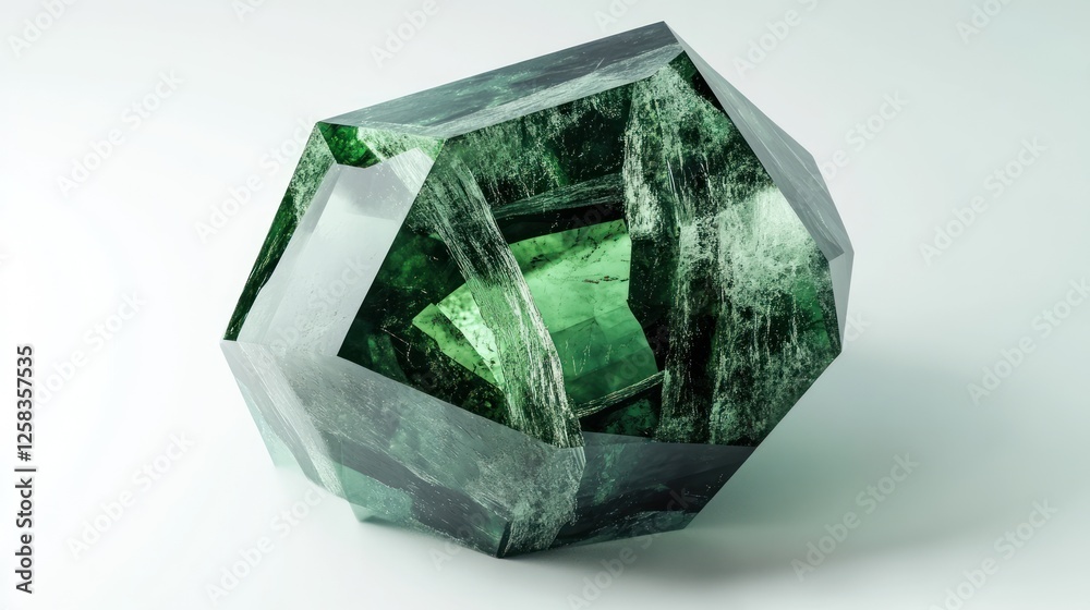 Green gemstone, studio shot, polished crystal, display
