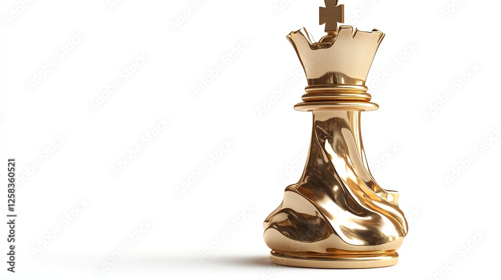 Golden chess king piece on a white isolated background. Golden chess king piece on a white isolated background.