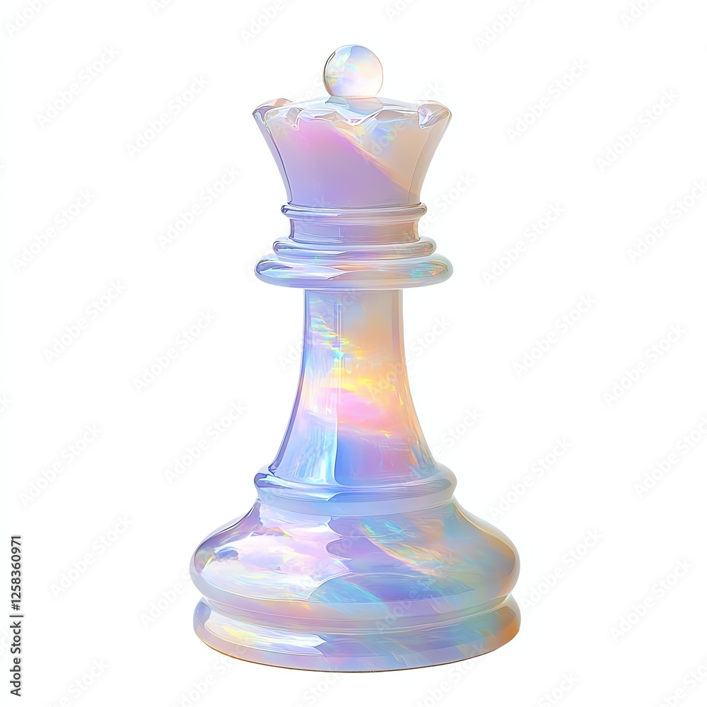 Colorful glass chess piece in the shape of a king on a white isolated background. Colorful glass chess piece in the shape of a king on a white isolated background.