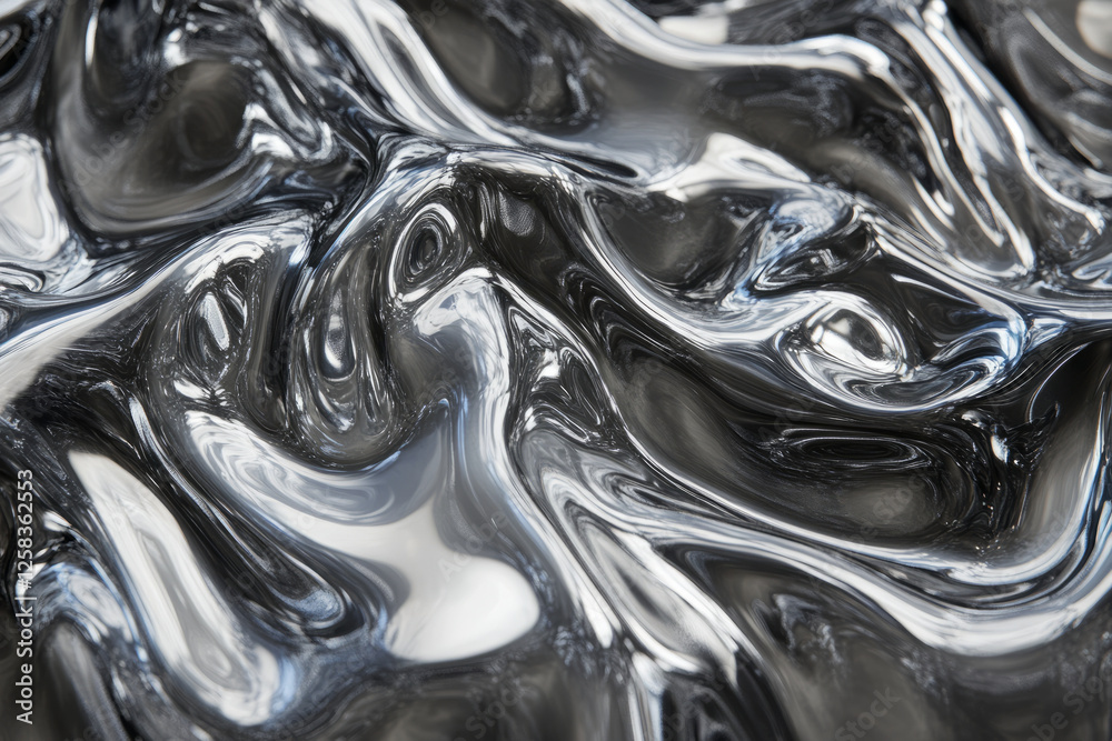 Close-up of melted plastic texture, warped, glossy surface with abstract rippling shapes.
