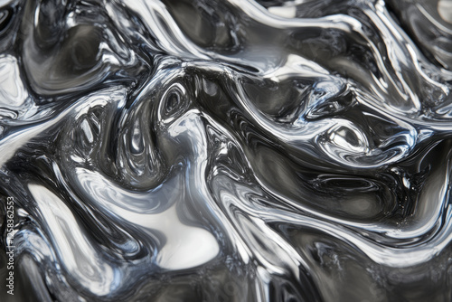 Obraz na płótnie Close-up of melted plastic texture, warped, glossy surface with abstract rippling shapes. w salonie