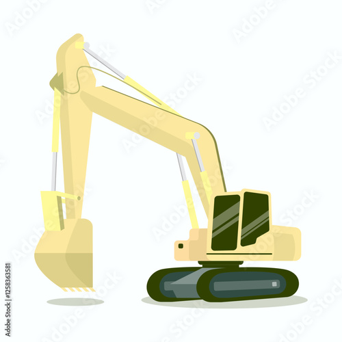 yellow excavator vector on white background