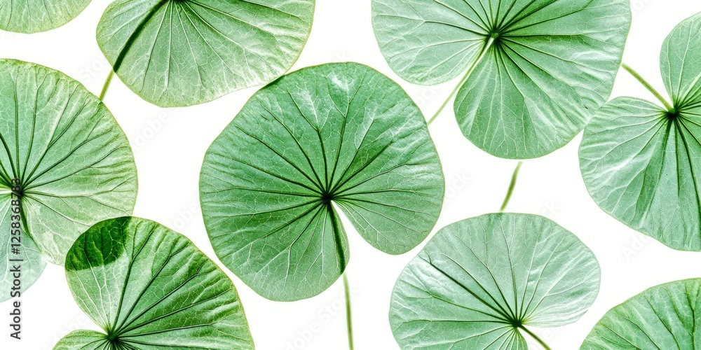 Fototapeta premium Bunch of green leaves are shown in a row