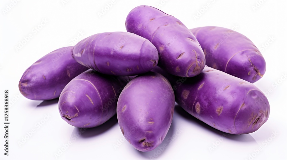 Fresh Purple Potatoes Isolated on White Background