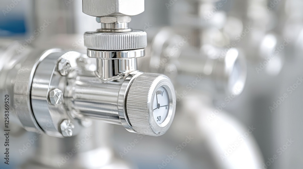 Industrial Piping with Pressure Gauge Industrial Piping with Pressure Gauge