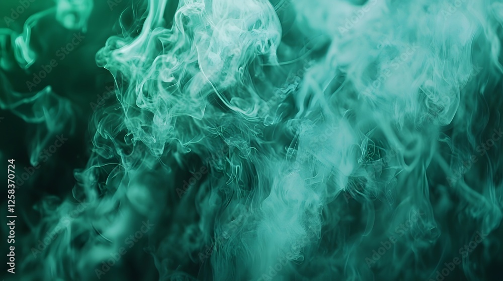 Ethereal Green Smoke Swirls Against a Dark Background in Motion Ethereal Green Smoke Swirls Against a Dark Background in Motion
