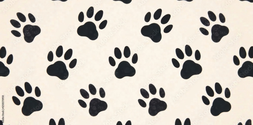 Fototapeta premium Minimalist black paw prints seamless pattern background , seamless backgrounds, wildlife, nature