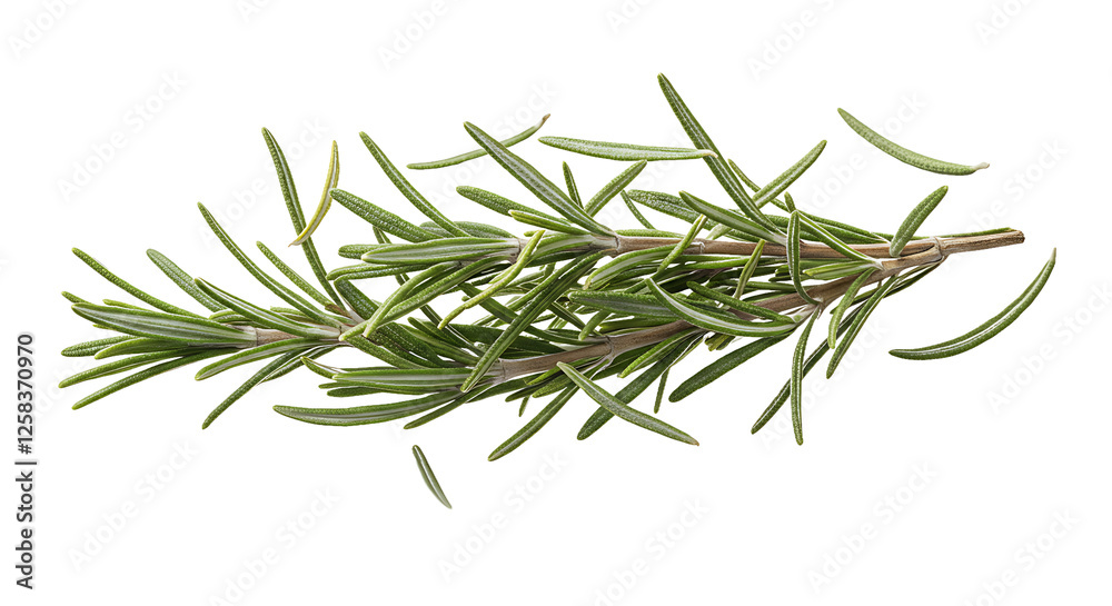 Fototapeta premium 4K Top View Natural Fresh Rosemary Sprig, View, Vibrant Green
