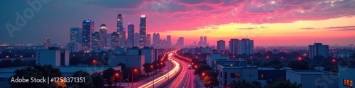 Minimalist cityscape at dusk, cities, architecture, cityscapes