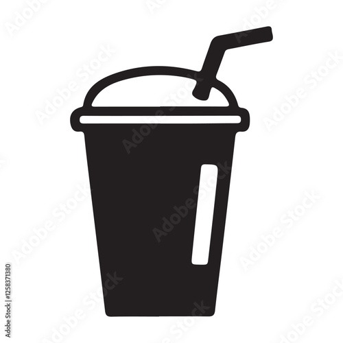 Disposable Cup with Straw Icon Graphic Design