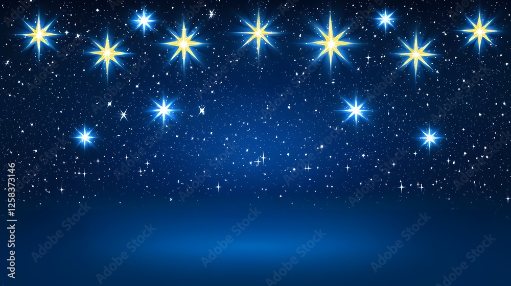 Fototapeta premium Starry Night Sky with Twinkling Stars and Deep Blue Background