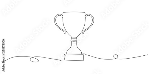 continuous line drawing golden trophy, symbolizing champion achievement in a simple, minimalist style. Icon symbol of champion achievement in simple linear style.