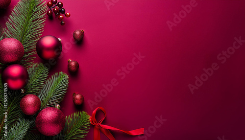 christmas or new year crimson heritage with fir decor