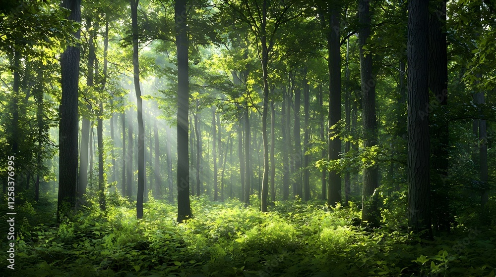 Sunlit Green Forest Landscape Sunlit Green Forest Landscape