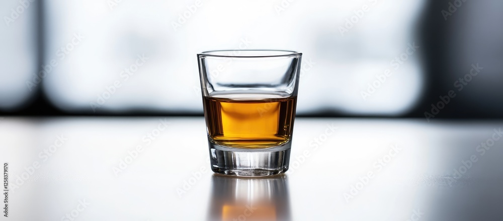 A clear shot glass on the table, clean background, high resolution A clear shot glass on the table, clean background, high resolution