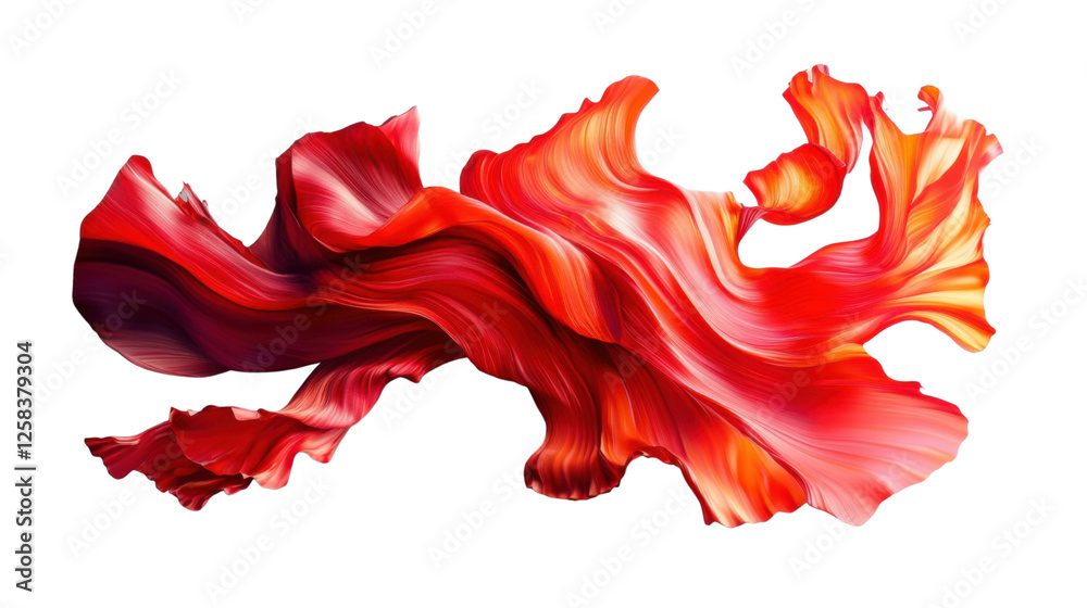 Fototapeta premium Red and orange abstract wave flowing on transparent background