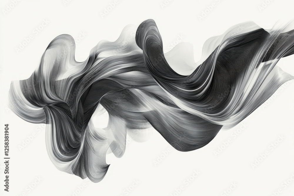 Fototapeta premium Abstract ink strokes in black and gray, creating a dynamic, hand-crafted design that evokes emotion and connection through natural shapes.