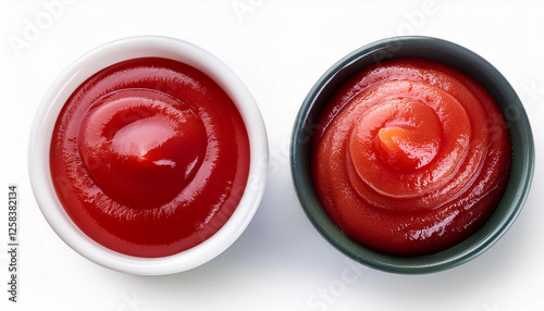 pink tasty ketchup or tomato sauce in bowl isolated on white background