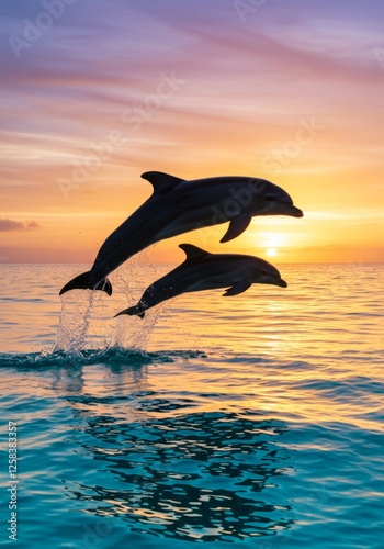 Dolphins at Sunset
