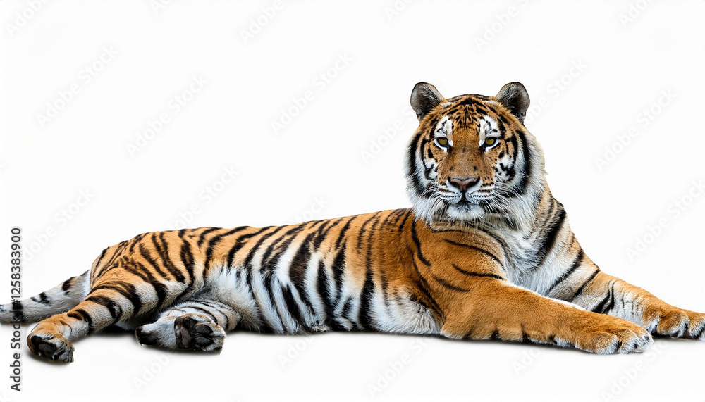 Obraz premium tiger in a comfy pose remoted on white remoted tiger