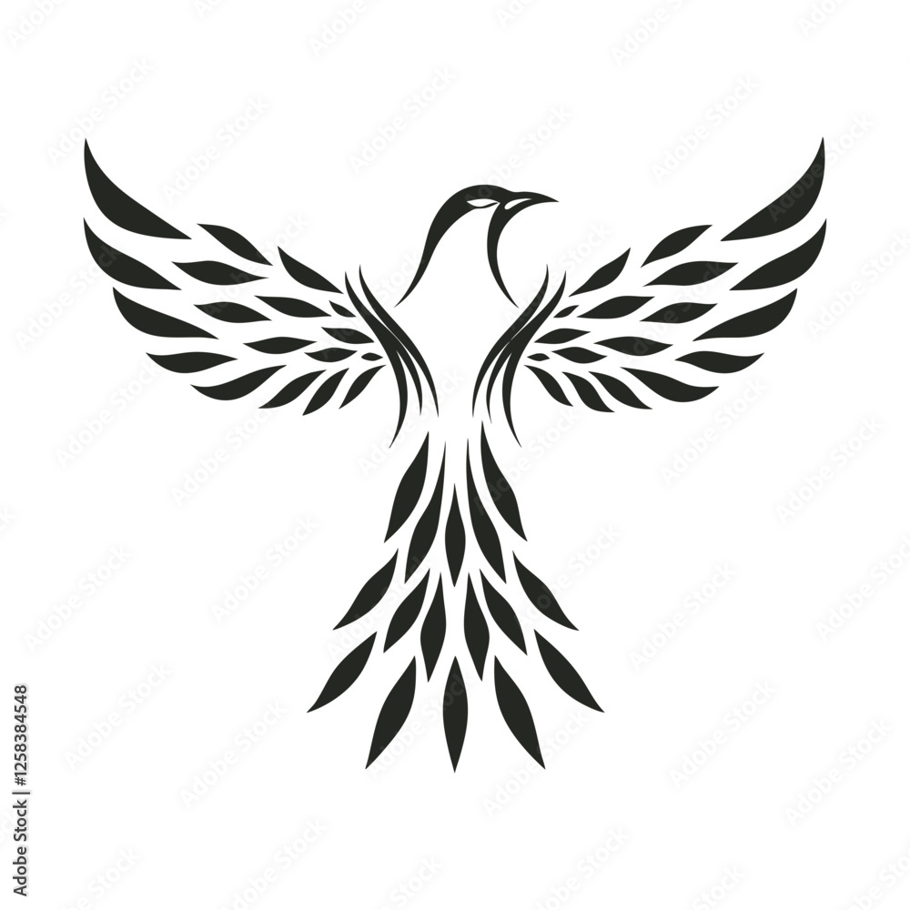 Obraz premium a flying bird with its wings formed entirely from flowing leaf patterns