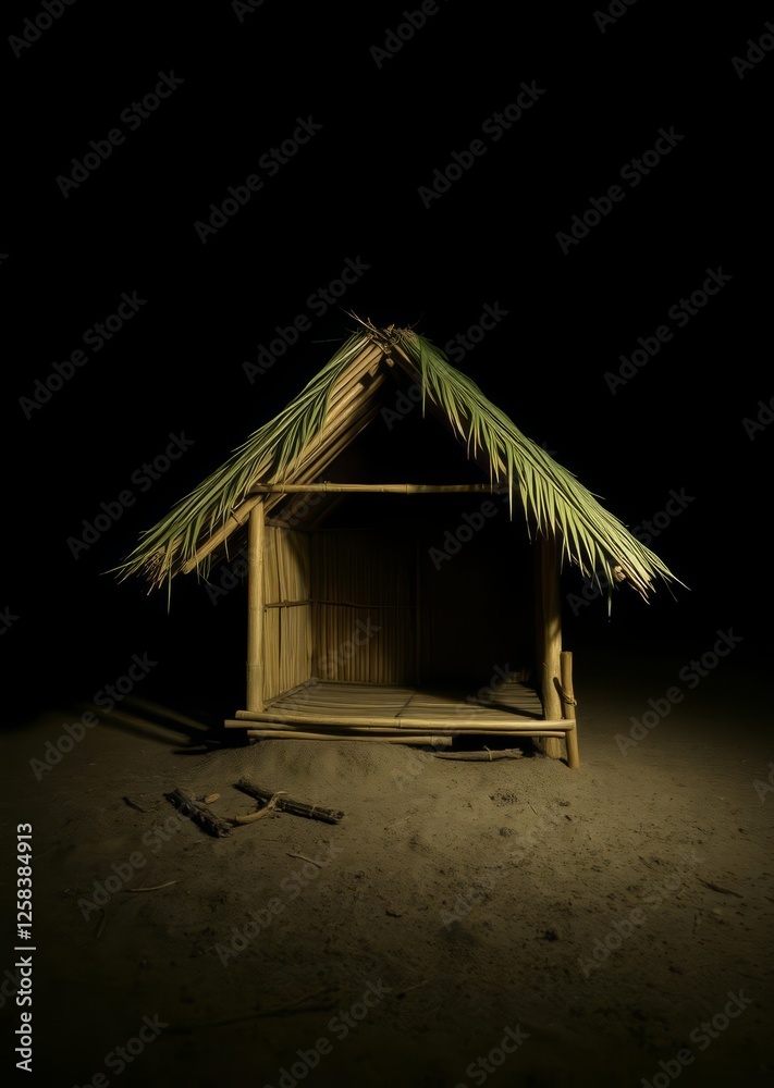 Small hut made of bamboo and nipa palm leaves it is used to watch over the fish culture area of south asian country bamboo house background beautiful bamboo asian seaport baltic sea antebellum
