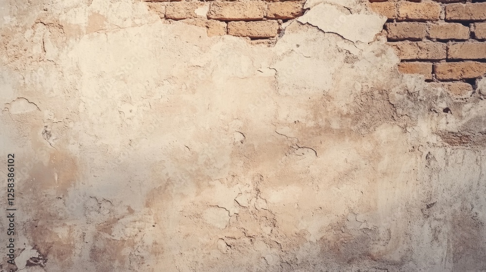 Obraz premium Beige brick wall with uneven tones, warm and rustic look, natural texture, generative ai