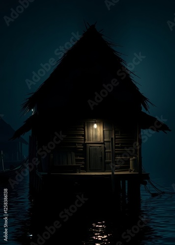 Obraz na płótnie Traditional fisherman wooden house in thailand bamboo house background beautiful bamboo asian seaport baltic sea antebellum w salonie