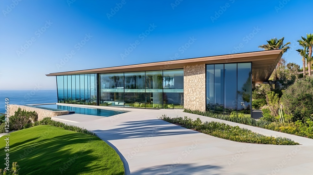 Obraz premium Luxury Modern Oceanfront Villa with Infinity Pool