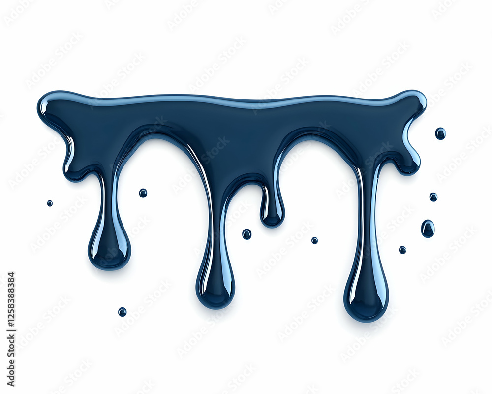 Dark blue glossy liquid drips, shiny paint effect, cosmetic product for advertising and backgrounds Dark blue glossy liquid drips, shiny paint effect, cosmetic product for advertising and backgrounds
